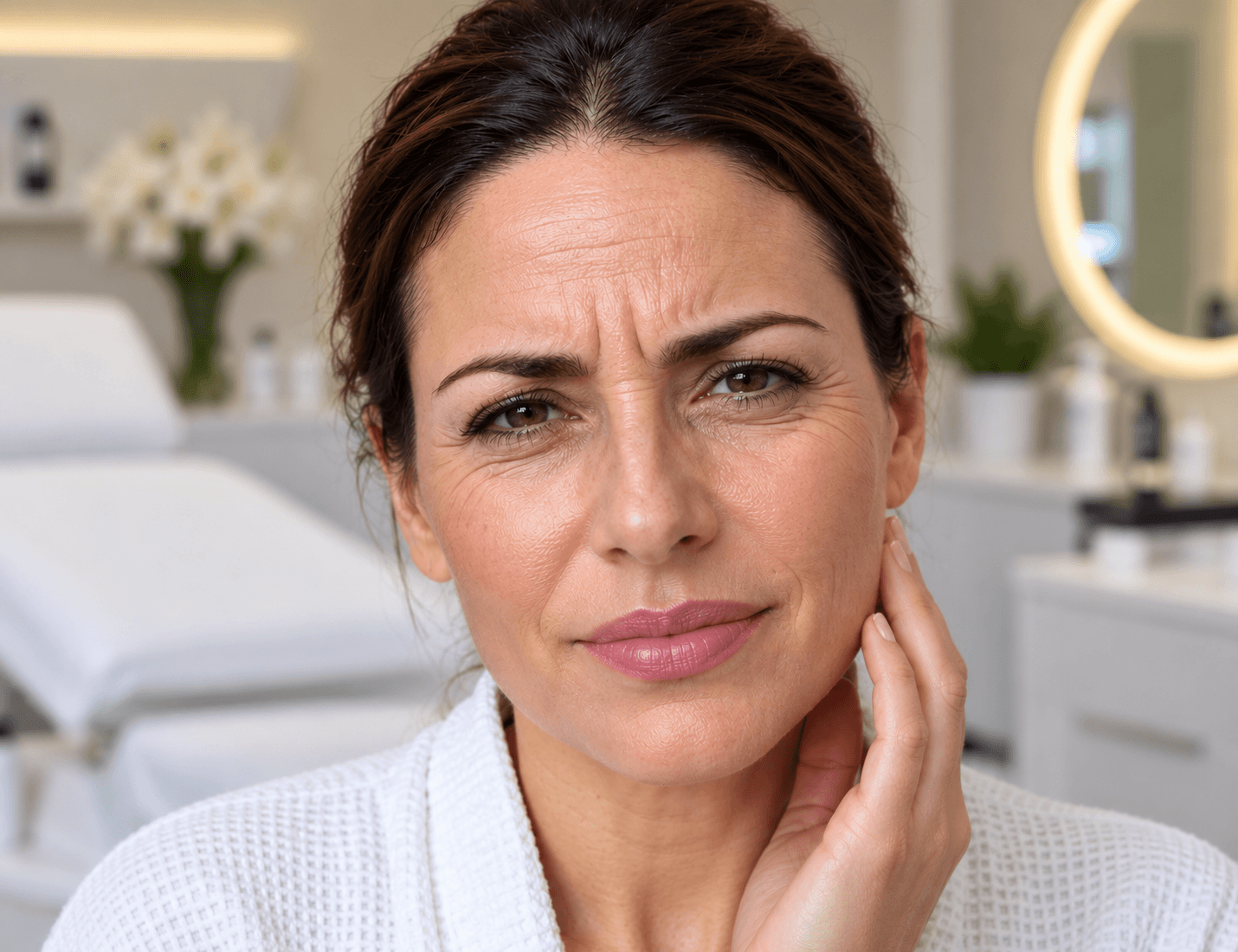 Woman with smooth forehead and relaxed expression lines after Botox treatment