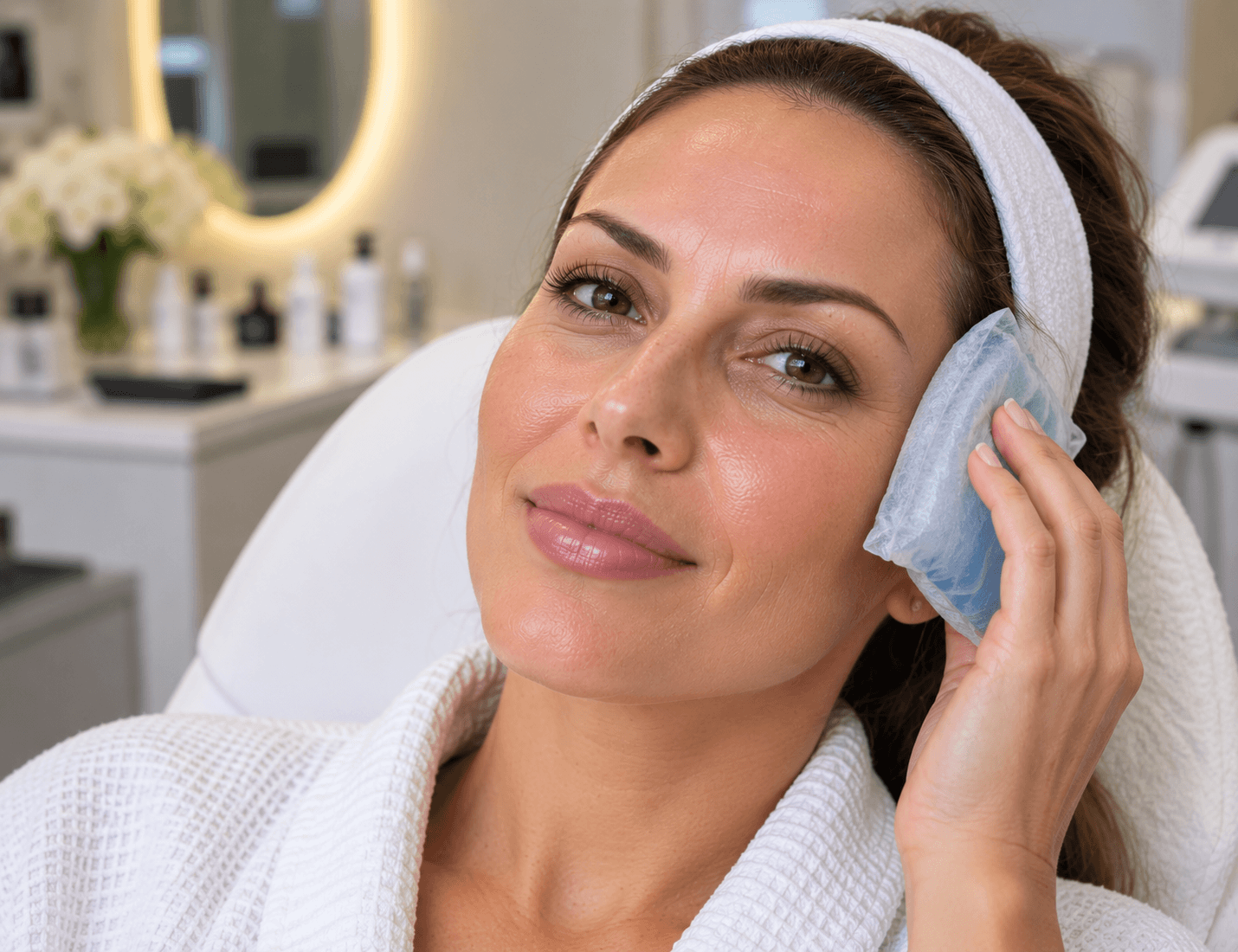 Patient following Botox aftercare instructions at home